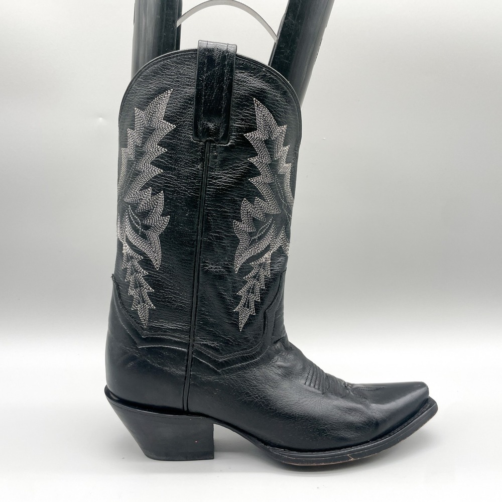 Dan Post Womens 6.5M Black Leather Snip Toe Western Cowboy Boots Coastal Corgirl
